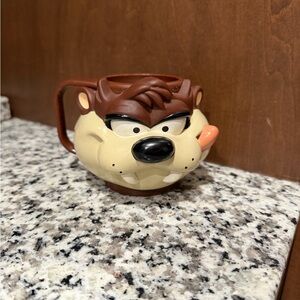 Vintage Taz Looney Tunes Plastic Cup Mug Warner Bros 1995